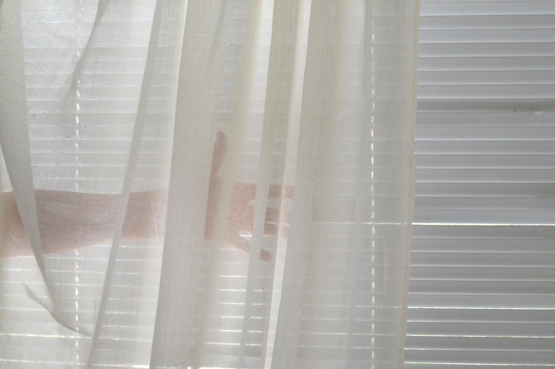 Sheer Fabric Looks Like Linen Creamy White Polyester by the Etsy