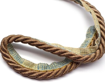 Vintage Lip Cord Trim, Metallic Bronze Twisted Cord, 2 Yards