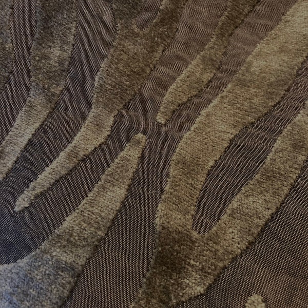 animal pattern zebra cut silk velvet from Donghia by the yard luxe pillows upholstery brown moss green  AP-03 A