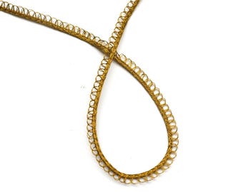Vintage Luxe Metallic Gold Loop Trim: Cotton Silk Woven Braid, France T 789 by the yard