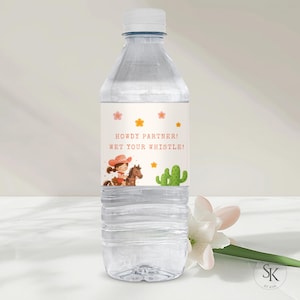 First Rodeo Water Bottle Labels, Cowgirl Water Bottle with Name, Western Water Bottle Editable Template
