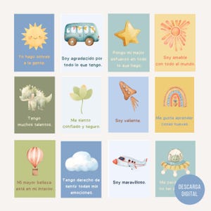 Cartes d'affirmation pour garçons en espagnol - Notes de motivation de style bohème - Afirmaciones Para Niños