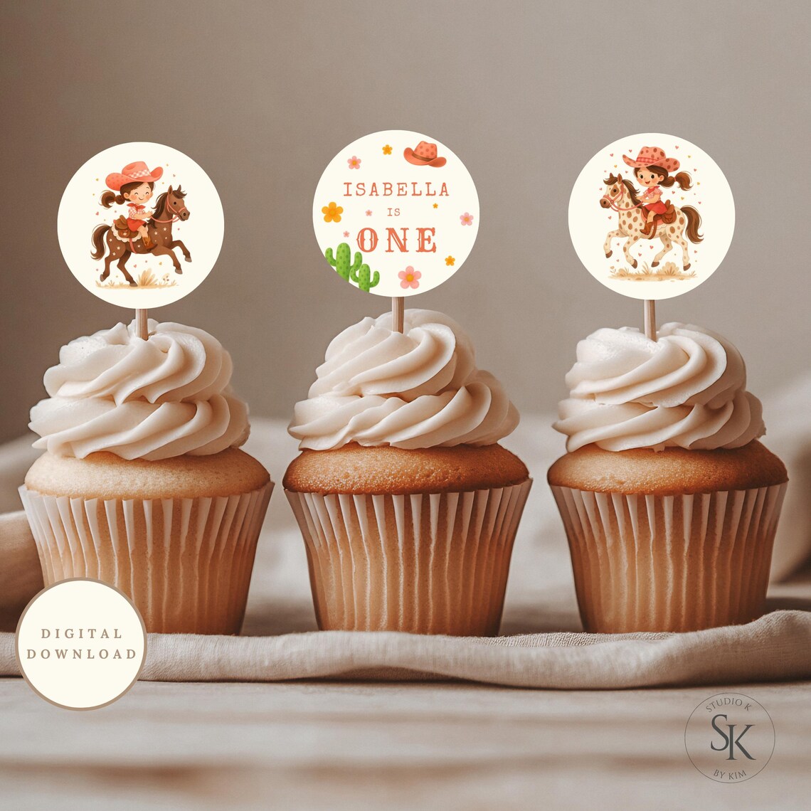 1st Rodeo Cupcake Toppers, Cowgirl Birthday Party Decor, Printable ...