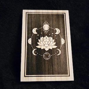 All Moon Phases and Lotus Tarot Box | Celestial Wooden Keepsake Box | Mystical Altar Decor | Spiritual Witch Gift | Tarot Card Storage Box