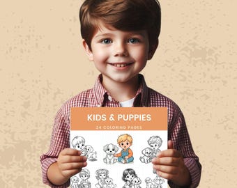 Kids and Puppies Coloring Pages 24 PDF Page Printable Puppy Dog Coloring Book