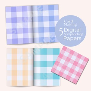 Paquet de papier numérique Vichy, papiers pour journaux indésirables 5 motifs originaux pour travaux manuels en papier et scrapbooking