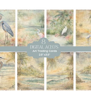 ACEO ATC Art Trading Cards Perfetto per il Junk Journaling, lo Scrapbooking e la Creazione di Biglietti 8 Sfondi Miniature Arte Effimera Regalo per la Festa della Mamma