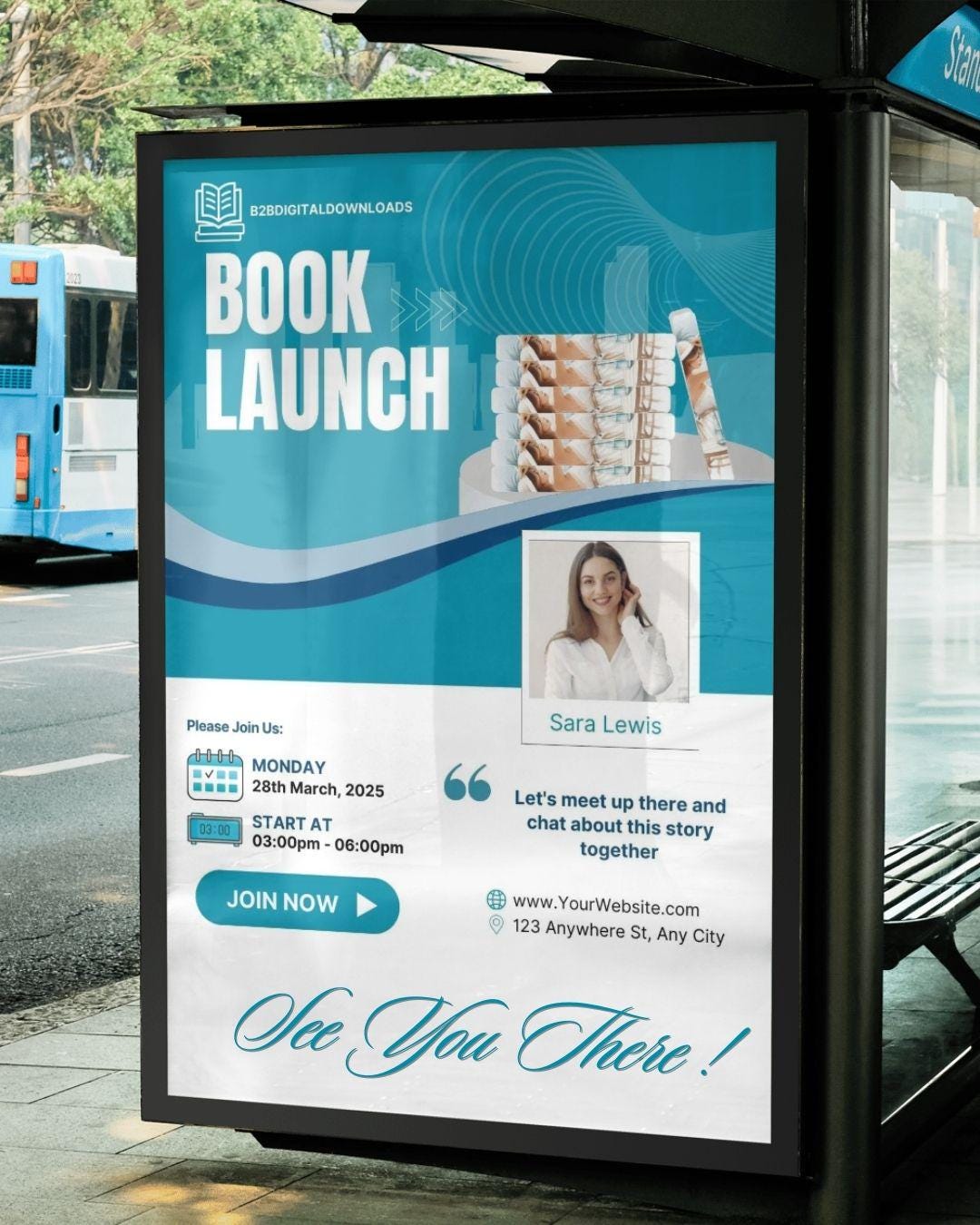 Book Launch Poster Template Mockup for Authors to Edit in Canva for New ...