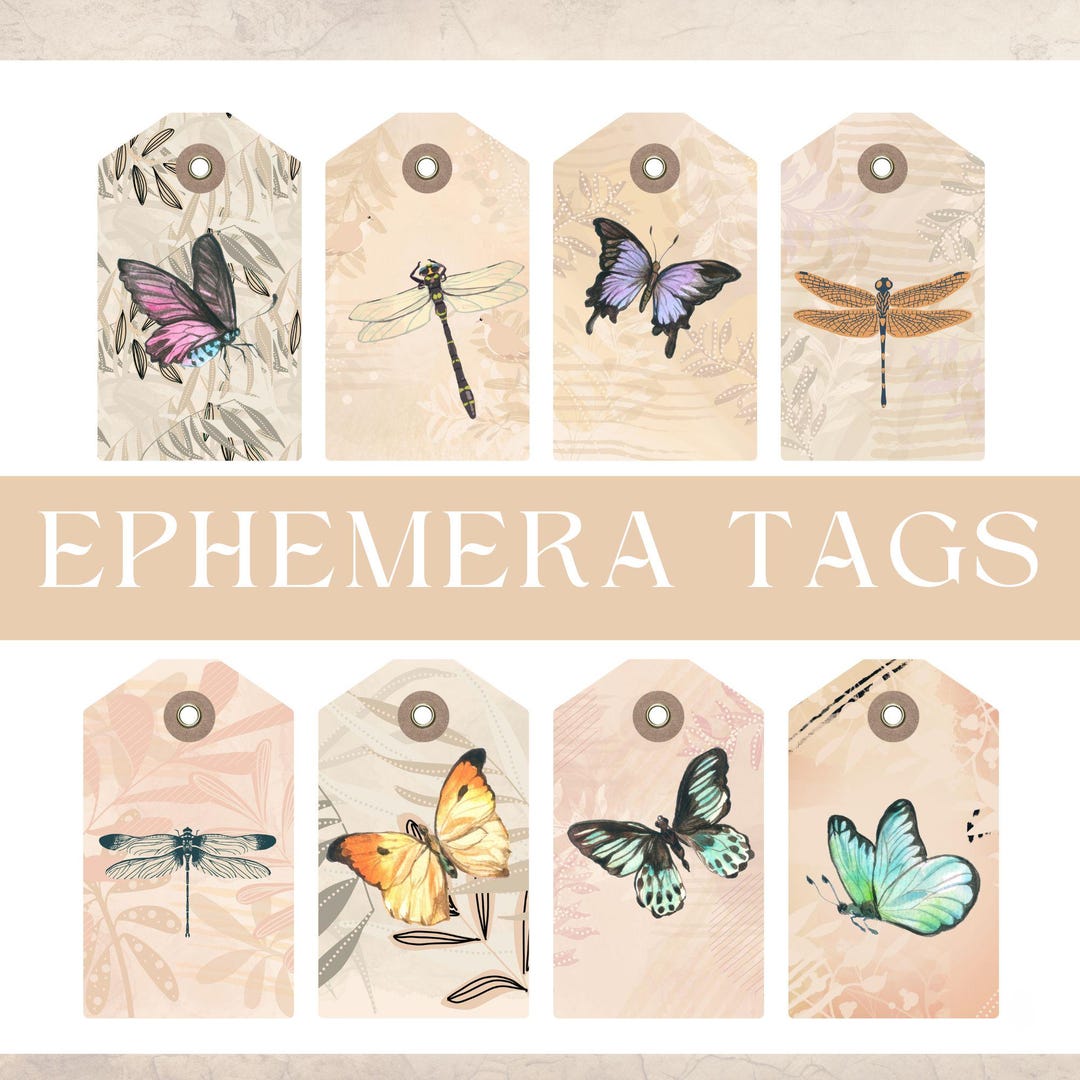 Ephemera Tags Printable Digital Download Junk Journal Scrapbooking Gift ...