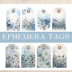 Ephemera Tags Printable Digital Download Junk Journal Scrapbooking Gift Supplies