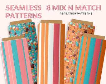 Ice Cream Seamless Patterns: Summer Digital Paper (Digital Download)