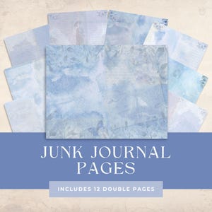 Junk Journal Pages Vintage Ephemera Bundle Blue Digital Papers Printable Scrapbooking Card Making Instant Download