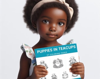 Puppies in Teacups Coloring Book: 27 Page Printable (PDF Download)