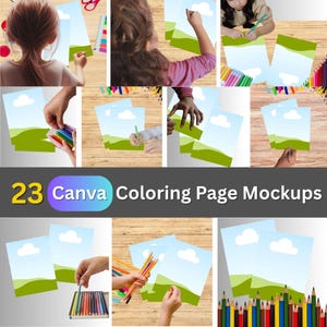 Coloring Page Mockups Activity Book Sheets with Drawing Pencils to Edit in Canva