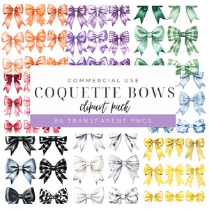 Coquette Bows Clipart Bundle - 86 PNG Watercolor Coquette Bows - Transparent Backgrounds