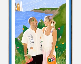 Personalisierte Foto-Illustration: Personalisierte Hochzeit, Jahrestag, Neues Zuhause Geschenk