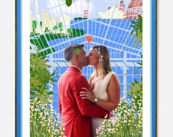 Personalized Photo Illustration: Custom Wedding, Anniversary, New Home Gift