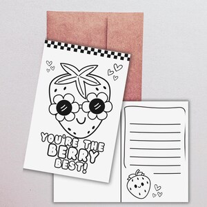 Danksagungskarte - Berry Bestes Design, Malseite, Grußkarte für Kinder und Erwachsene, sofortiger digitaler Download