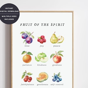 Fruit of the Spirit Scripture Print, Christian Home Decor - Bible Verse Wall Art, Minimalist, Modern (Digital Download)