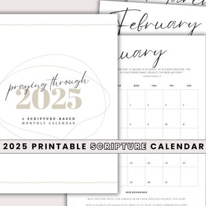 Printable Scripture Calendar 2025- Bible Verse Calendar for Frame Planner Calendar Planner Insert Refills Minimalist Calendar PDF Monthly