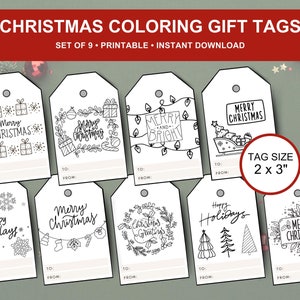 Benutzerdefinierte Weihnachtsgeschenkanhänger - druckbares Set mit 9 einzigartigen Designs, festlicher Spaß Urlaub Briefpapier, personalisiert, sofortiger Download