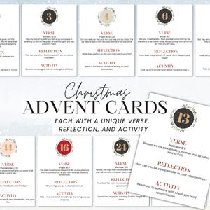 Advent Scripture Printable Cards with Verse, Reflection, Activity- Bible Cards for Christmas, Advent Countdown Calendar with Scripture