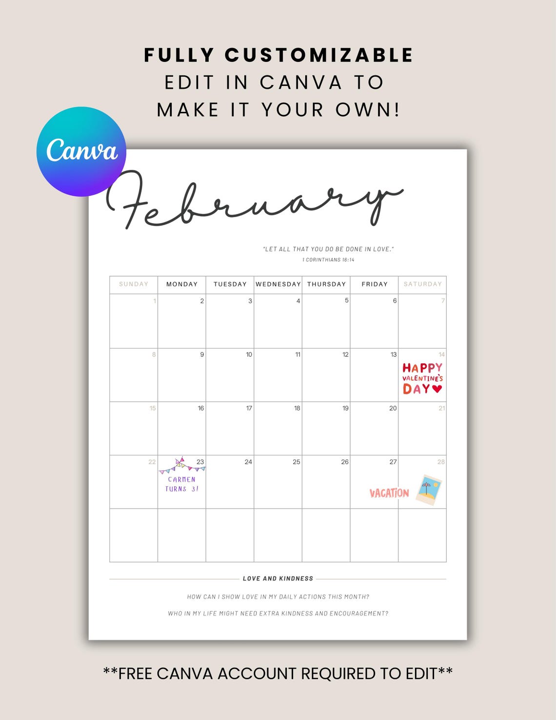 2026 Scripture Calendar – Printable Bible Verse Monthly Planner (PDF ...