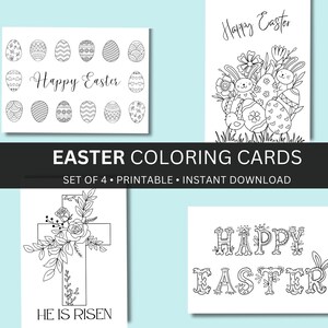Osterkarten - Druckbare Malseite, 4er Set, Grußkarten, einzigartige Designs, Umschlag Vorlage, sofortiger digitaler Download