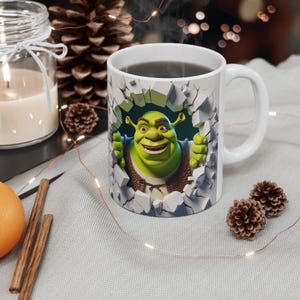 Shrek Becher 11 Unzen Keramik Tee Kaffee heiße Schokoladentasse mit Shrek Print Mikrowelle Spülmaschinen sicher Geschenk für Fans Blei BPA frei