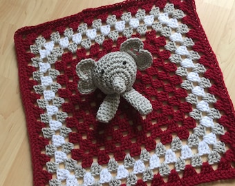 Crochet Alabama Big Al Elephant Lovey Blanket Baby Gift Photo Prop