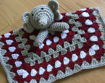 Crochet Alabama Elephant Baby Lovey Blanket