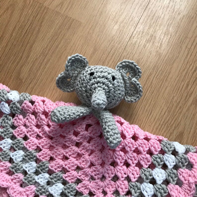 Crochet Baby Girl Elephant Lovey Blanket Gift