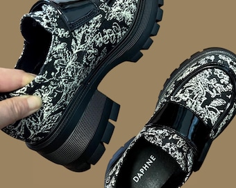 Floral Platform Loafers: Chunky Retro Slip-On Shoes