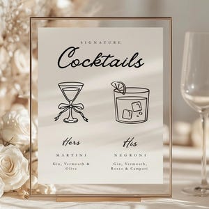 Hochzeit Bar Menü Vorlage, Stilvolles Cocktail Menü, Hochzeits Bar Menü Vorlage, Hochzeit Beschilderung, Hochzeitsfeier, Signature Getränkekarte