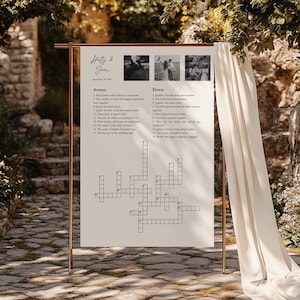 Personalized Wedding Crossword Welcome Sign, Sip and Solve with Photos, Digital Download