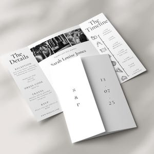 Minimalist Gatefold Wedding Invitation Template, Photo Wedding Invitation, Editable Canva Wedding Trifold Invitation, Instant Download