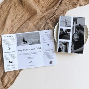Photo Gatefold Wedding Invitation, Editable Canva Template, Trifold Photo Invite, Modern Folded Wedding Card, Instant Download