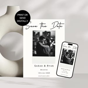Minimalist Save the Date Digital E-invite Template, Digital Invite, Electronic Save the Date Digital Download, Instant Download