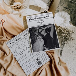 Double-Sided Bridal Shower Program Card, Printable Canva Itinerary Template