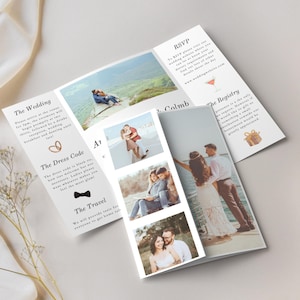 Photo Gatefold Wedding Invitation, Minimalist Wedding Invitation, Trifold Wedding Invitation, Photo Folded Invitation