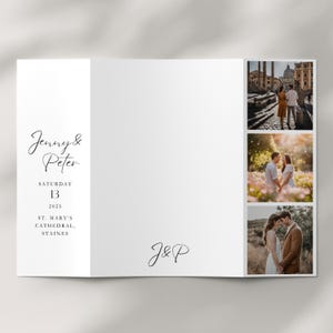 A wedding invitation on a neutral background