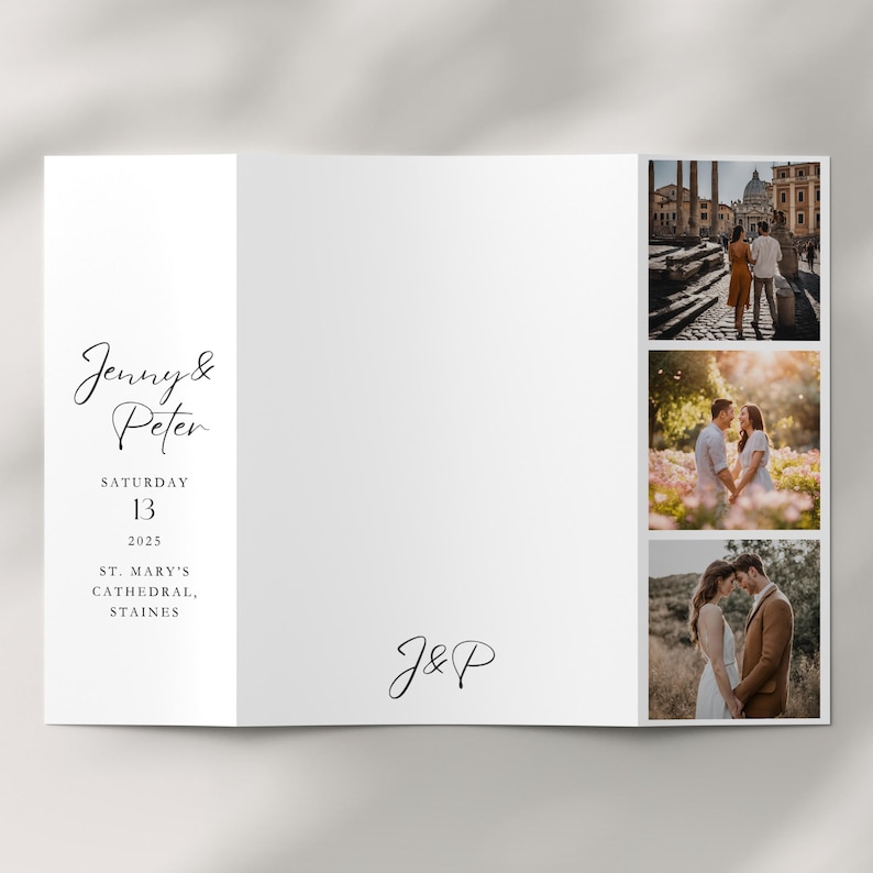 A wedding invitation on a neutral background