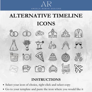 A list of alternative icons for the invitation template