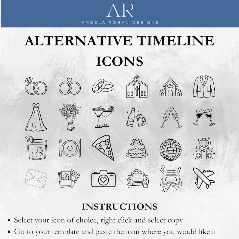 A list of alternative icons for the invitation template
