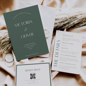 Sage Green Wedding Invite Suite, Editable Canva Template, RSVP and Details Card, Instant Download