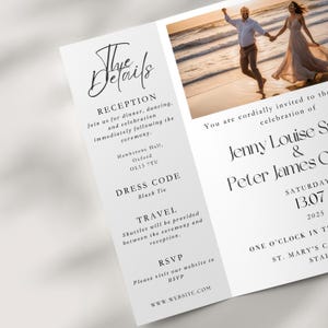A wedding invitation on a neutral background