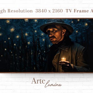 Frame TV Art Van Gogh-Inspired Candlelit Portrait, Starry Night Dark Art for Frame TV Display, Digital Art 17