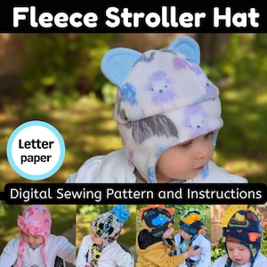 Patrón de costura e instrucciones para un adorable gorro de cochecito de bebé de polar, formato digital (papel de carta)