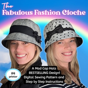 Favoloso modello di cucito e istruzioni per cappello cloche alla moda, formato digitale - carta A4