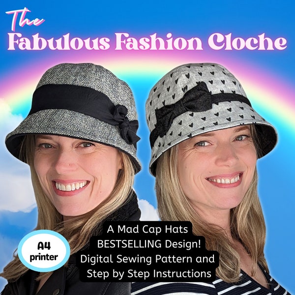 Fabulous Fashion Cloche Hat patron de couture et instructions, format numérique-papier A4